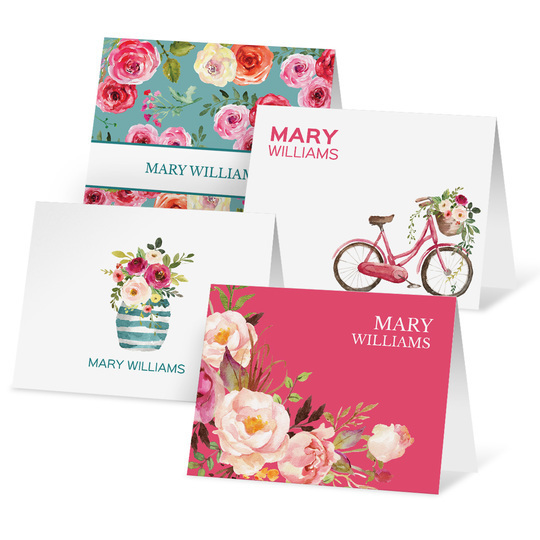 Bicycle and Blooms Folded Note Card Collection